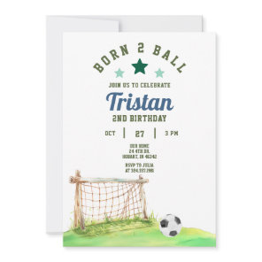 Soccer Born Two Ball 2nd Birthday Invitation