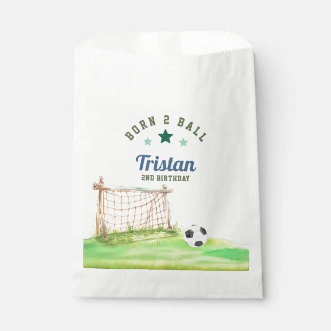 Soccer “Born Two Ball” Second Birthday Favor Bag (Front)