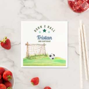 Soccer “Born Two Ball” Second Birthday Napkins