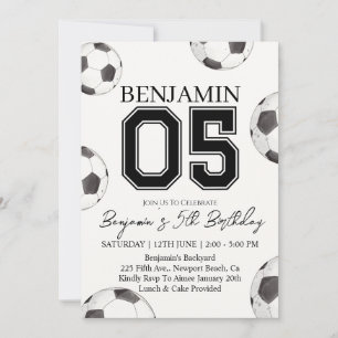 Soccer Boy 5th Birthday Invitation - Soccer Party