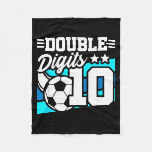 Soccer Boy Birthday 10 Year Old Double Digits 10th Fleece Blanket