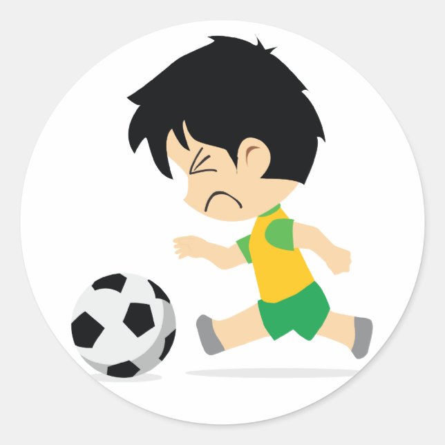 Soccer Boy Classic Round Sticker (Front)