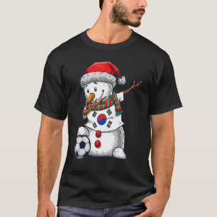 Soccer Boy Dabbing Snowman Christmas South Korea F T-Shirt