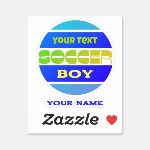 Soccer boy green blue personalizable Sticker