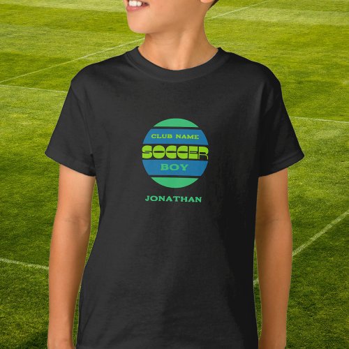 Soccer boy green blue T_Shirt