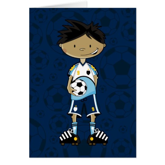 Soccer Boy Holding Ball Card