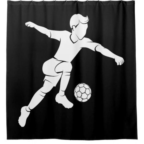 Soccer Boy Kicking Silhouette Shower Curtain