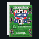 Soccer Boys Football Field Birthday Party Invitation<br><div class="desc">Kick off the excitement and score big with our Soccer Party Invitation! Designed for all the soccer enthusiasts out there, this invitation is perfect for capturing the spirit of the game and inviting your guests to join in on the fun. Our vibrant and dynamic design features a thrilling soccer field...</div>