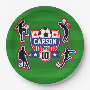 Soccer Boys Football Field Birthday Party Paper Plates