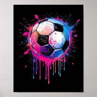 Soccer Boys Girls Awesome Colorful Soccer Drip Soc Poster