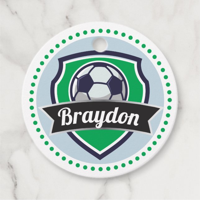 Soccer Boys Name Birthday Party Tags (Front)
