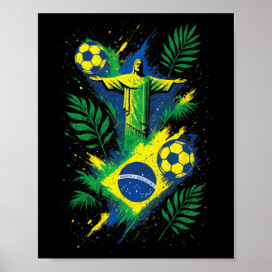 Soccer Brazil Footll Christ Rio Culture Poster