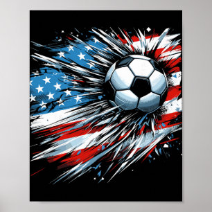 Soccer Byll 4th Of July Boys American Flag Patriot Poster