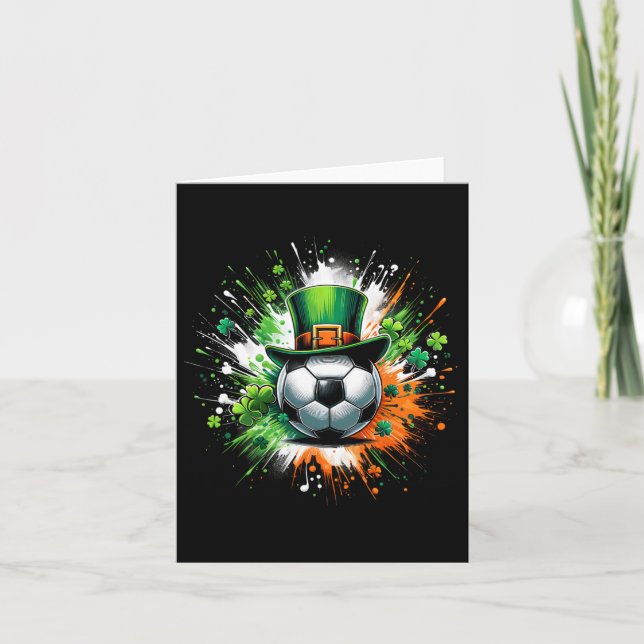 Soccer Byll Leprechaun Hat Irish Shamrock Patricks Card (Front)