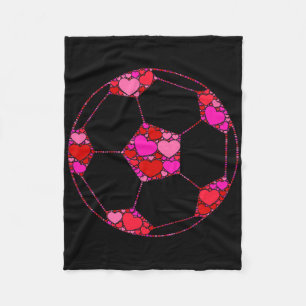 Soccer Byll Pink Red Heart For Women Men - Valenti Fleece Blanket