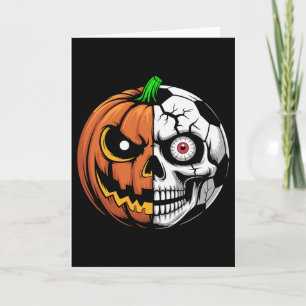 Soccer Byll Pumpkin Skull Halloween Footbyll Playe Card