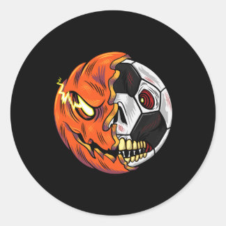 Soccer Byll Pumpkin Skull Halloween Soccer Player Classic Round Sticker