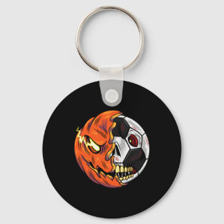 Soccer Byll Pumpkin Skull Halloween Soccer Player Keychain