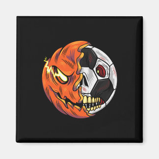 Soccer Byll Pumpkin Skull Halloween Soccer Player Magnet