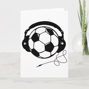 Soccer Byll With Headphones Funny Card