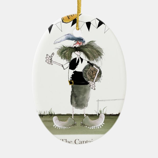 soccer captain black + white kit ceramic ornament (Front)