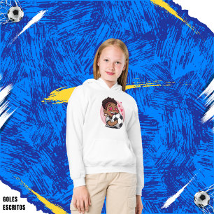 Soccer Cartoon Brunette Woman Face in Love Hoodie