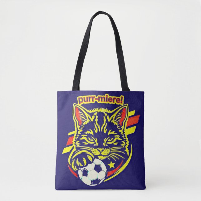 Soccer Cat graphic Tote Bag (Front)