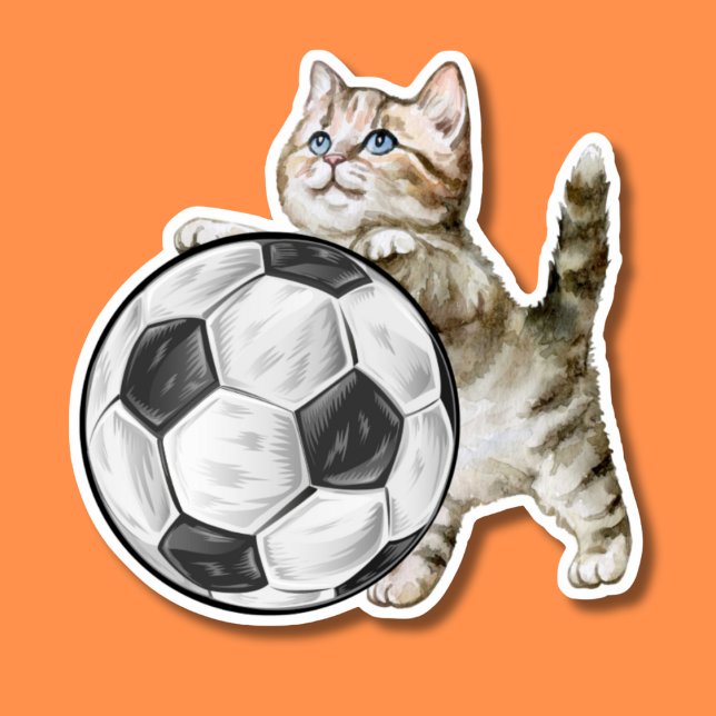 Soccer Cat Waterproof  Sticker (Creator Uploaded)