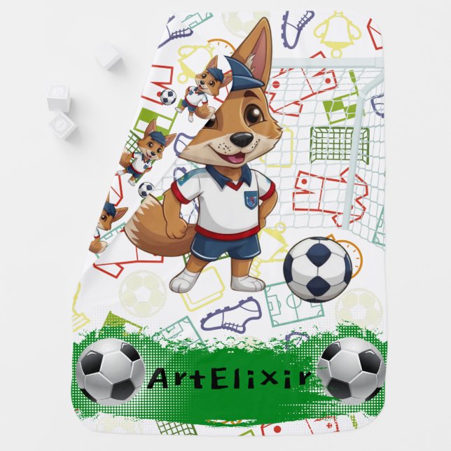 Soccer Cayote Print Baby Blanket (In Situ)