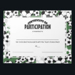 Soccer Certificates of Participation Notepad<br><div class="desc">Soccer certificates with customizable text.  Change text and background color to suit your needs.  Multiple page certificate note pad will be printed the same on every page.  Certificates are Not customizable for individual recipients.</div>