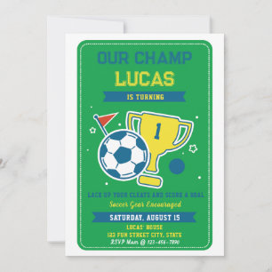 Soccer Champion 1st Birthday Invitation