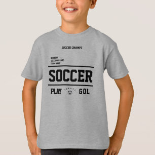 Soccer champs personalized player team kids gray T-Shirt