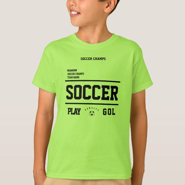 Soccer champs personalized player team kids lemon T-Shirt (Front)