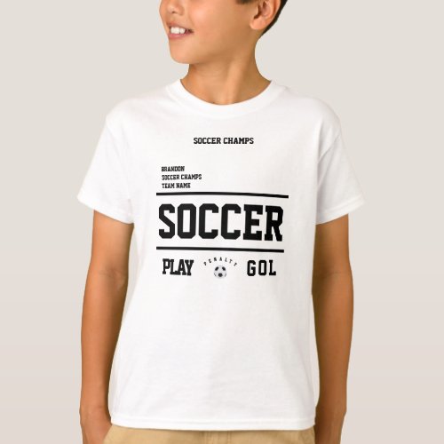 Soccer champs personalized player team number kids T_Shirt