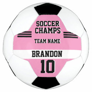 soccer champs pink black personalized sport player ball
