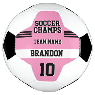 soccer champs pink black personalized sport player ball