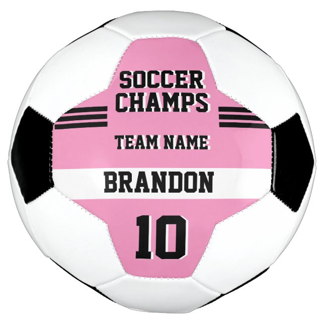 soccer champs pink black personalized sport player ball (Rotated)