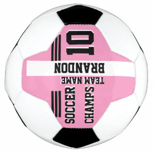 soccer champs pink white personalized sport player ball