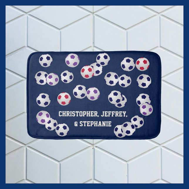 Soccer Choose Your Color Personalized Name Plush Bathroom Mat (Creator Uploaded)