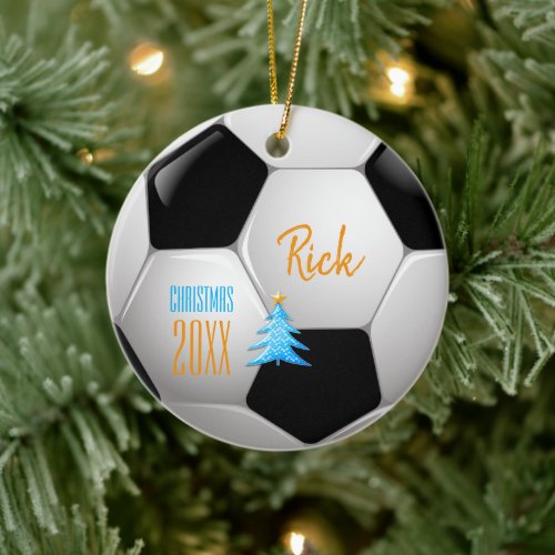 Soccer Christmas 20XX  Player Photo Ceramic Ornament