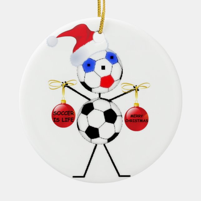 Soccer Christmas Ceramic Ornament (Front)