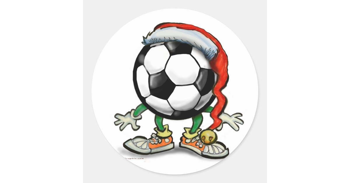 Soccer Christmas Classic Round Sticker | Zazzle