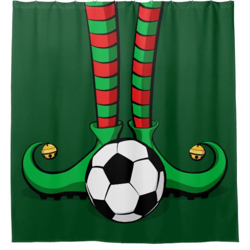 Soccer Christmas Elf Feet Shower Curtain