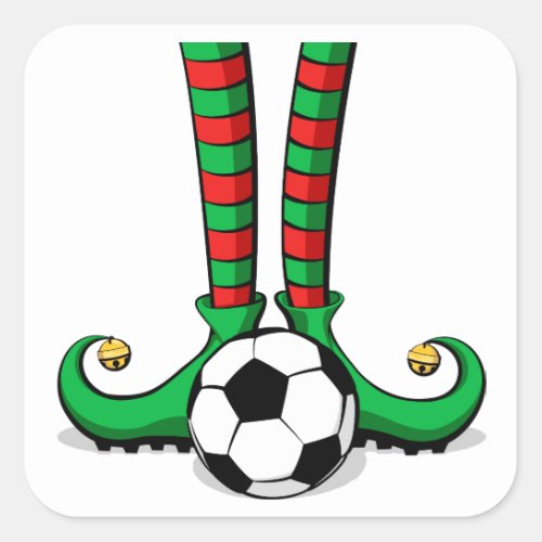 Soccer Christmas Elf Feet Square Sticker
