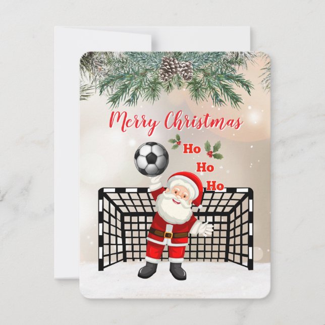 Soccer Christmas Greeting Card Santa Soccer (Front)