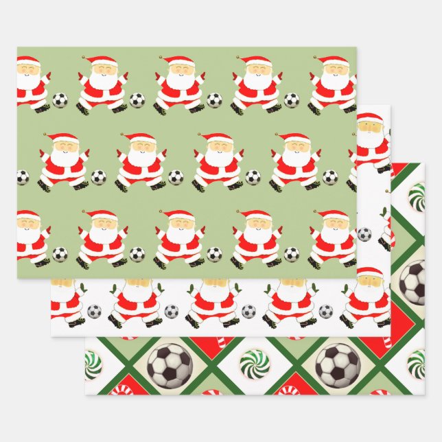 Soccer Christmas Holiday Gift Ideas Wrapping Paper Sheets (Set)