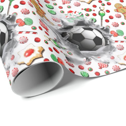 Soccer Christmas Holiday Gift Wrapping Paper