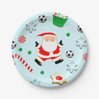 Soccer Christmas Holiday Paper Plates