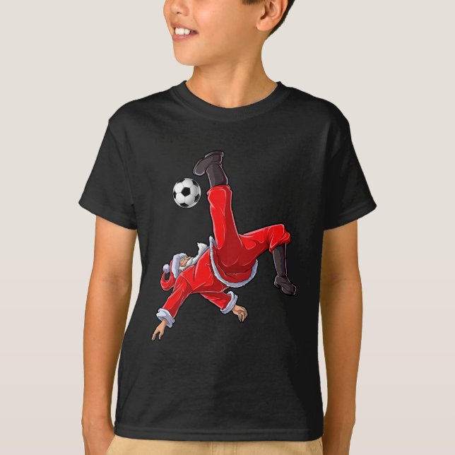 Soccer Christmas Santa Bicycle Kick Xmas Boys Men  T-Shirt (Front)