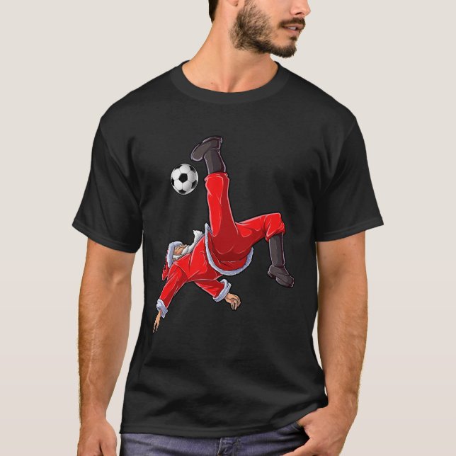 Soccer Christmas Santa Bicycle Kick Xmas Boys Men  T-Shirt (Front)